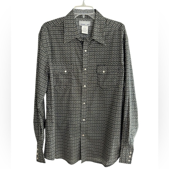 Wrangler Wrancher Western Shirt Mens XL Pearl Snap Rip Yellowstone Rodeo Black - Picture 1 of 13